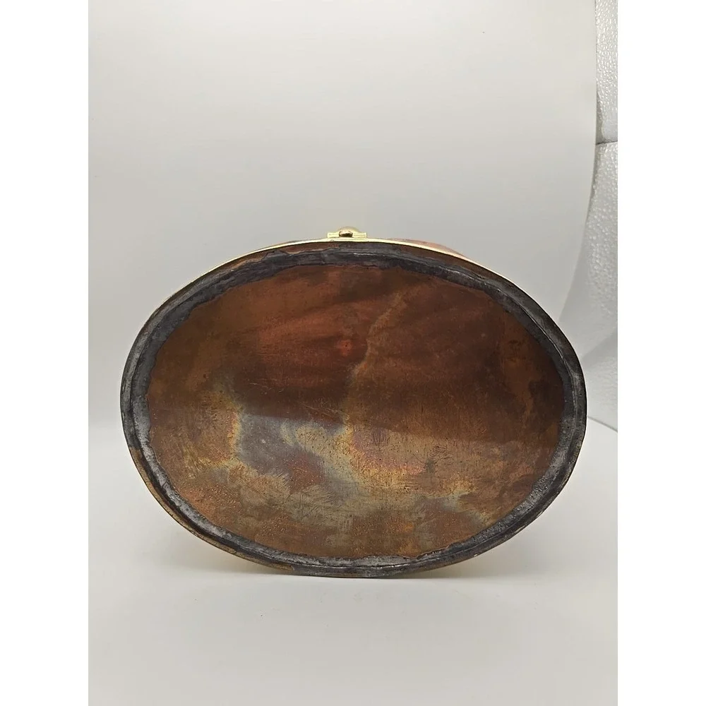 Vintage Hammered Copper Cachepot Basket with Handle‎ 9.5x9.25
